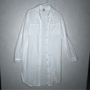 Magaschoni White 100% Organic Cotton Shirt Dress/Tunic Size M